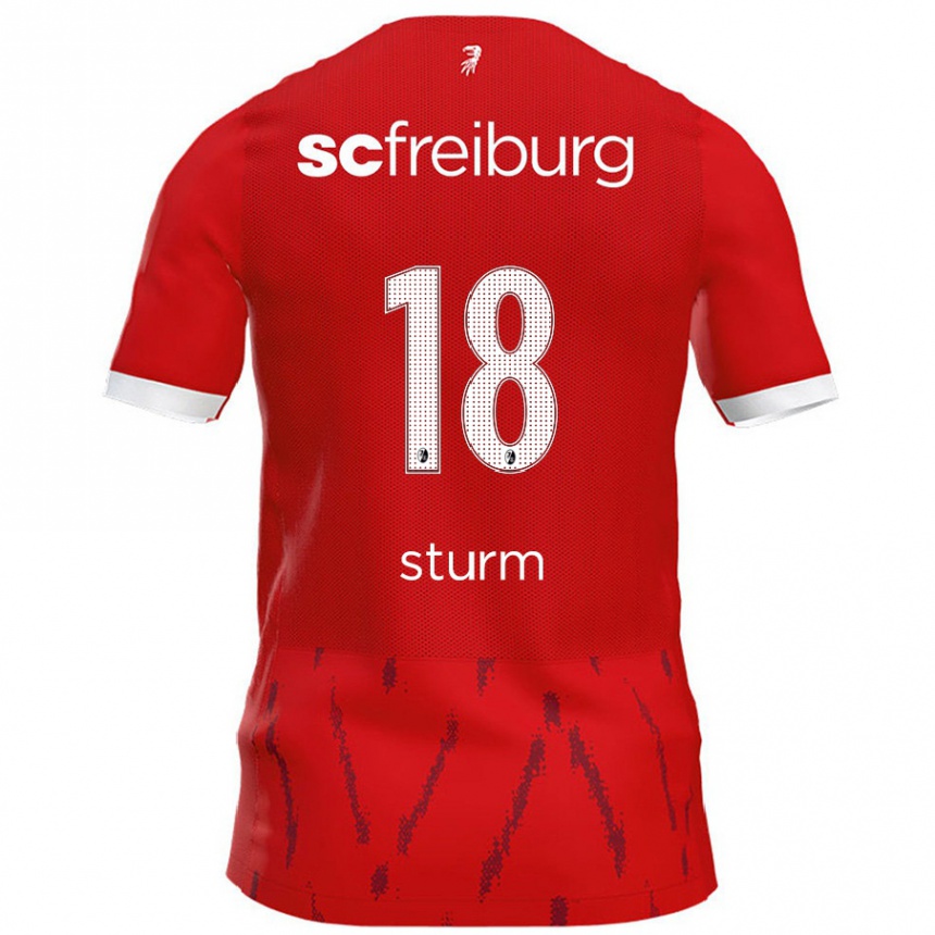 Kids Football Yann Sturm #18 Red Home Jersey 2024/25 T-Shirt Australia