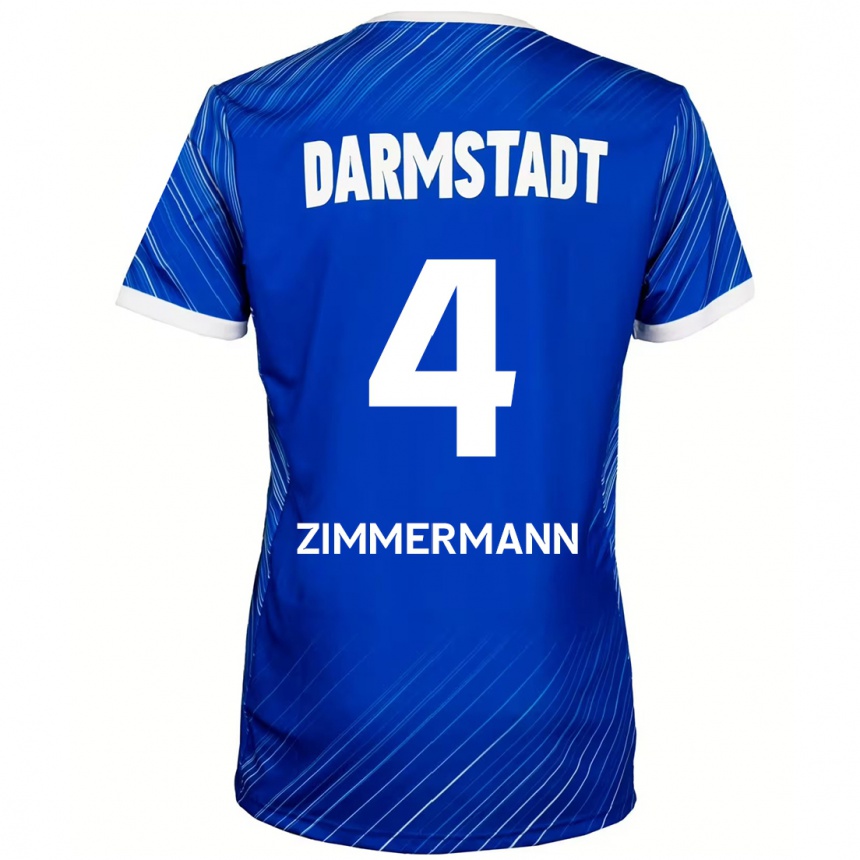 Kids Football Christoph Zimmermann #4 Blue White Home Jersey 2024/25 T-Shirt Australia