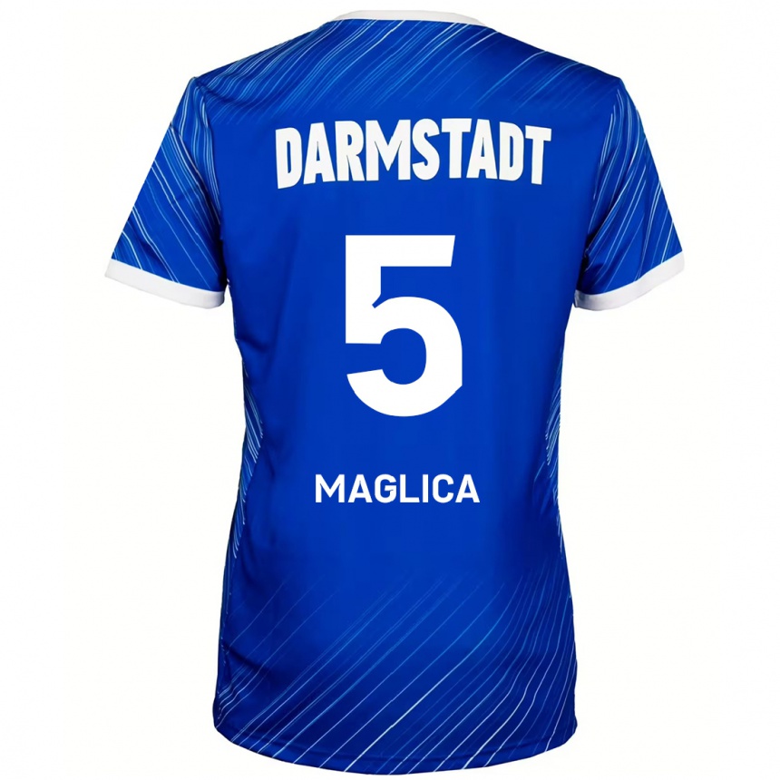 Kids Football Matej Maglica #5 Blue White Home Jersey 2024/25 T-Shirt Australia