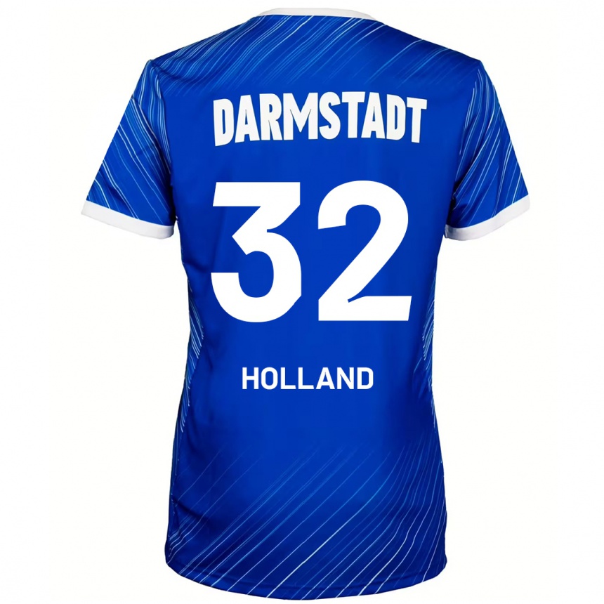 Kids Football Fabian Holland #32 Blue White Home Jersey 2024/25 T-Shirt Australia