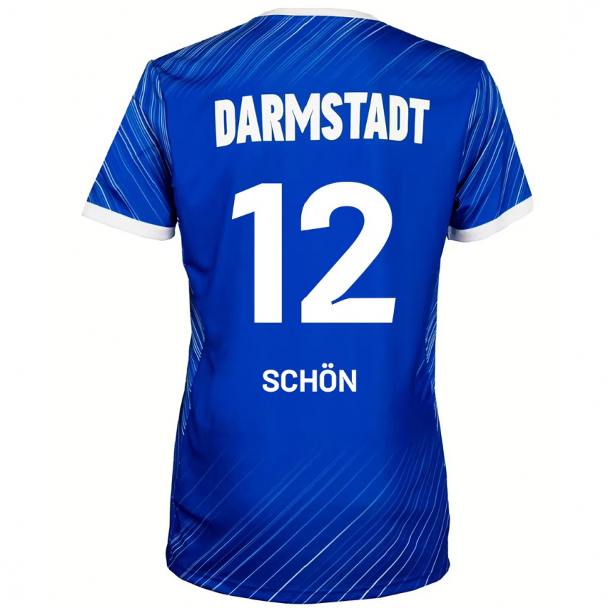 Kids Football Lars Schön #12 Blue White Home Jersey 2024/25 T-Shirt Australia