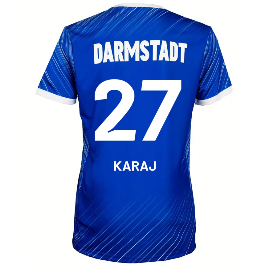 Kids Football Eraldo Karaj #27 Blue White Home Jersey 2024/25 T-Shirt Australia