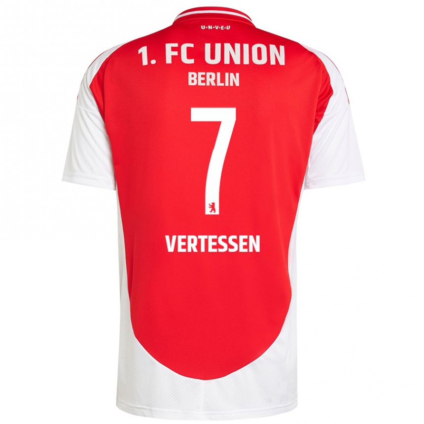 Kids Football Yorbe Vertessen #7 Red White Home Jersey 2024/25 T-Shirt Australia