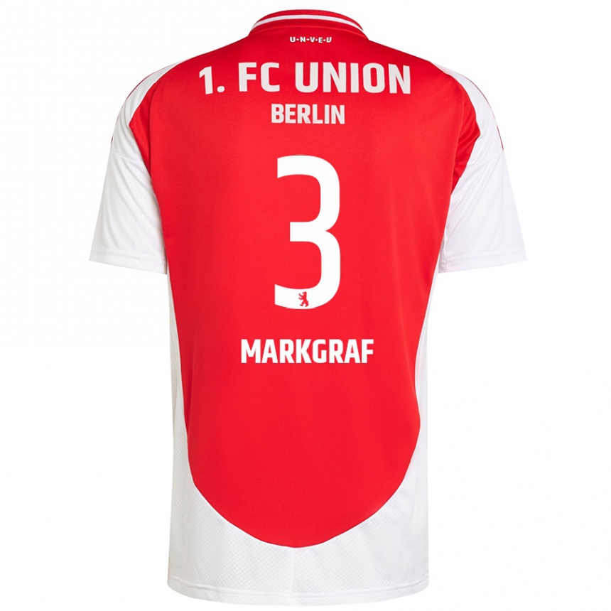 Kids Football Andrik Markgraf #3 Red White Home Jersey 2024/25 T-Shirt Australia