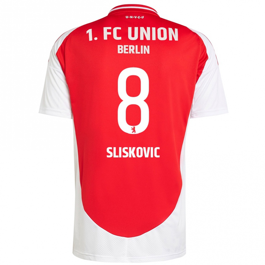 Kids Football Duje Sliskovic #8 Red White Home Jersey 2024/25 T-Shirt Australia