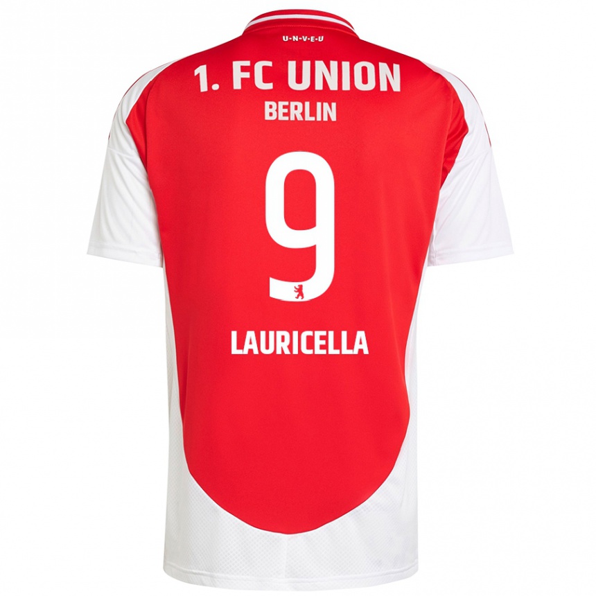 Kids Football Guiseppe Lauricella #9 Red White Home Jersey 2024/25 T-Shirt Australia