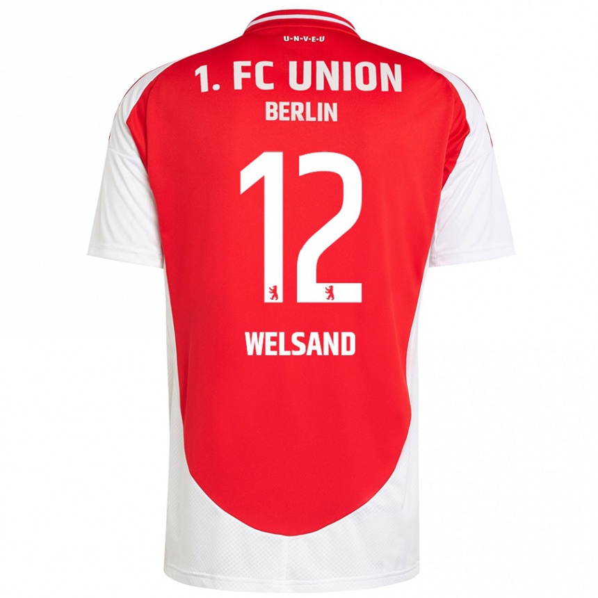 Kids Football Oskar Welsand #12 Red White Home Jersey 2024/25 T-Shirt Australia