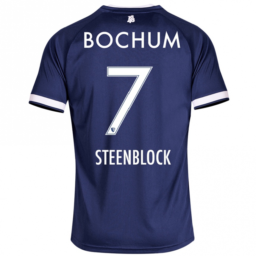 Kids Football Jannis Steenblock #7 Dark Blue Home Jersey 2024/25 T-Shirt Australia