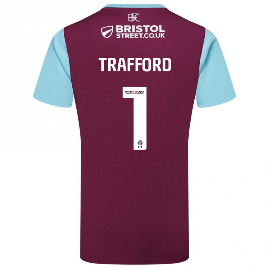 Kids Football James Trafford #1 Burgundy Sky Blue Home Jersey 2024/25 T-Shirt Australia