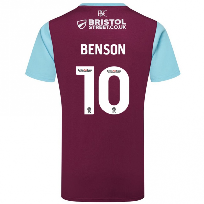 Kids Football Benson Manuel #10 Burgundy Sky Blue Home Jersey 2024/25 T-Shirt Australia