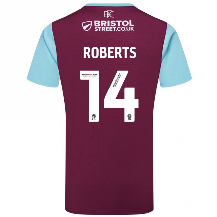 Kids Football Connor Roberts #14 Burgundy Sky Blue Home Jersey 2024/25 T-Shirt Australia