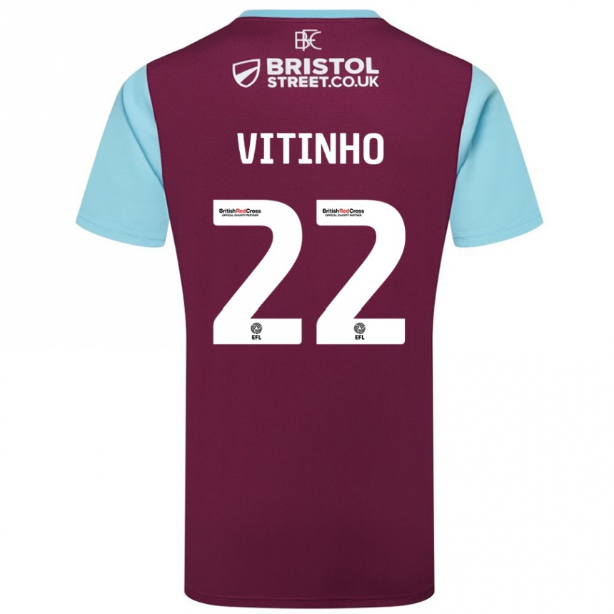 Kids Football Vitinho #22 Burgundy Sky Blue Home Jersey 2024/25 T-Shirt Australia