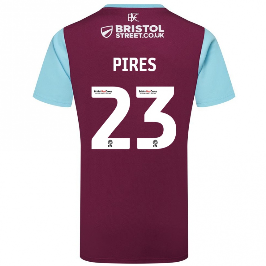 Kids Football Lucas Pires #23 Burgundy Sky Blue Home Jersey 2024/25 T-Shirt Australia