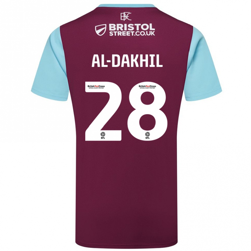 Kids Football Ameen Al-Dakhil #28 Burgundy Sky Blue Home Jersey 2024/25 T-Shirt Australia