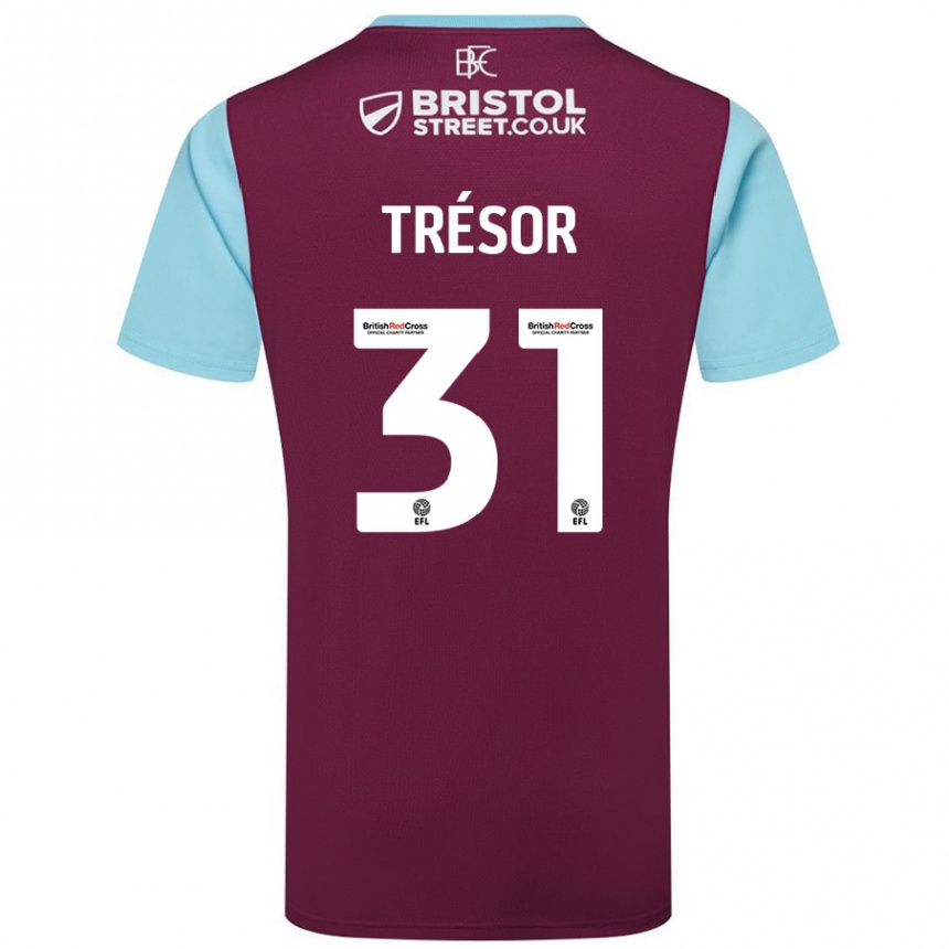 Kids Football Mike Trésor #31 Burgundy Sky Blue Home Jersey 2024/25 T-Shirt Australia