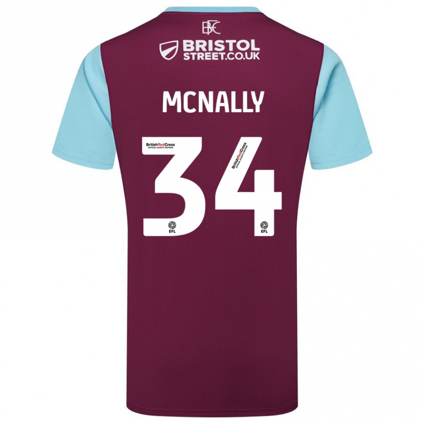 Kids Football Luke Mcnally #34 Burgundy Sky Blue Home Jersey 2024/25 T-Shirt Australia