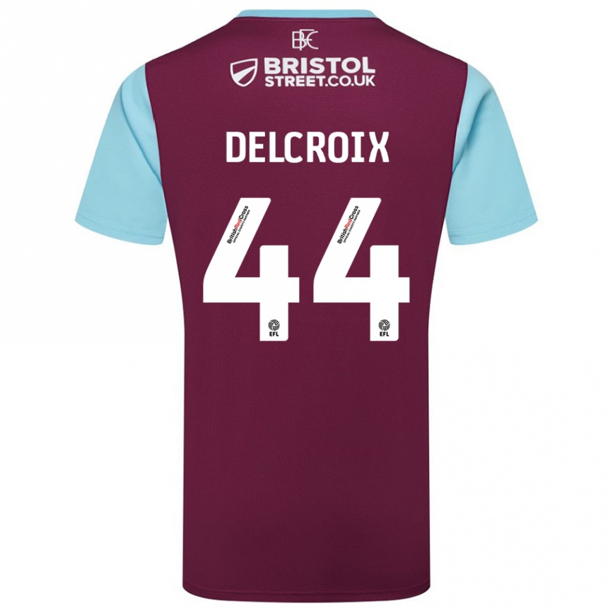 Kids Football Hannes Delcroix #44 Burgundy Sky Blue Home Jersey 2024/25 T-Shirt Australia