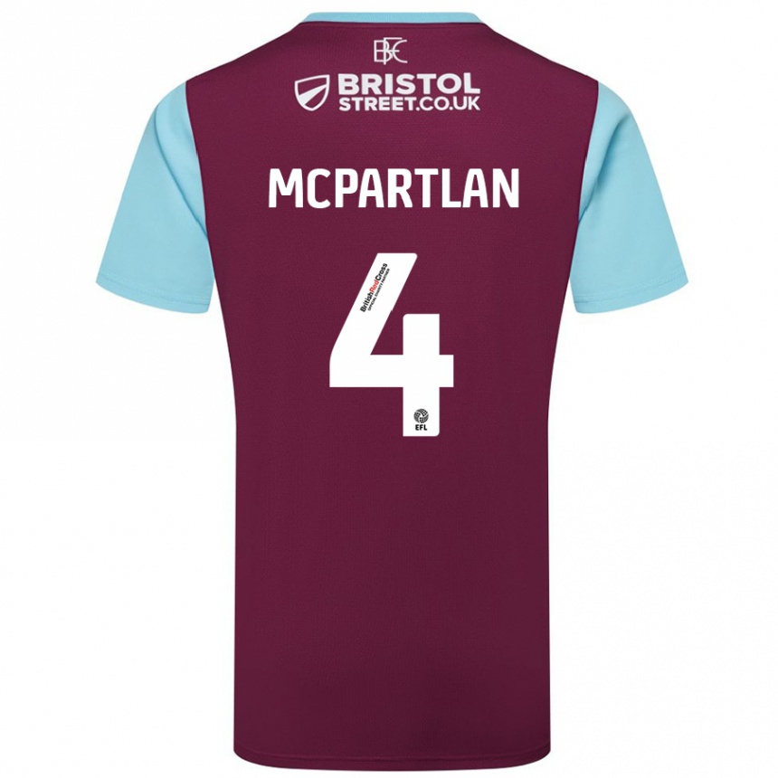 Kids Football Brenna Mcpartlan #4 Burgundy Sky Blue Home Jersey 2024/25 T-Shirt Australia