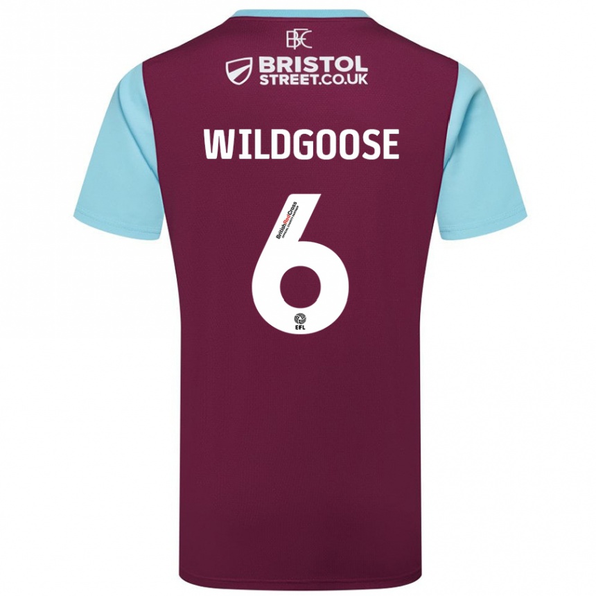 Kids Football Mikayla Wildgoose #6 Burgundy Sky Blue Home Jersey 2024/25 T-Shirt Australia