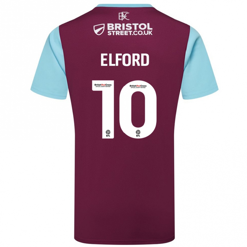 Kids Football Laura Elford #10 Burgundy Sky Blue Home Jersey 2024/25 T-Shirt Australia