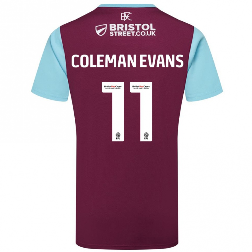 Kids Football Amaya Coleman-Evans #11 Burgundy Sky Blue Home Jersey 2024/25 T-Shirt Australia