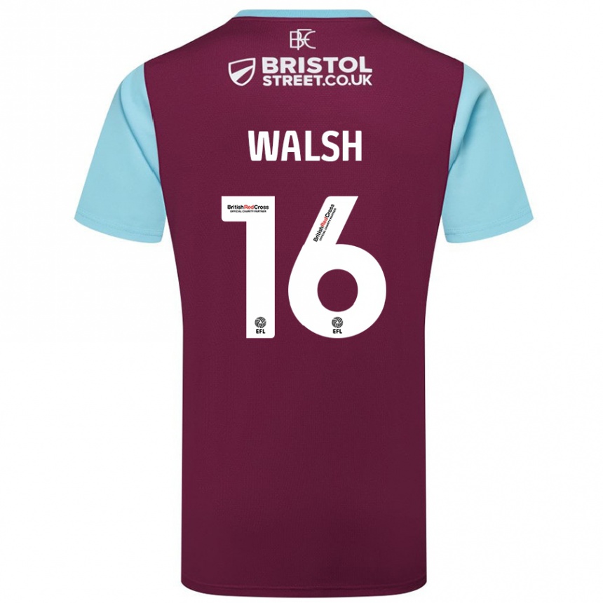 Kids Football Lucy Walsh #16 Burgundy Sky Blue Home Jersey 2024/25 T-Shirt Australia