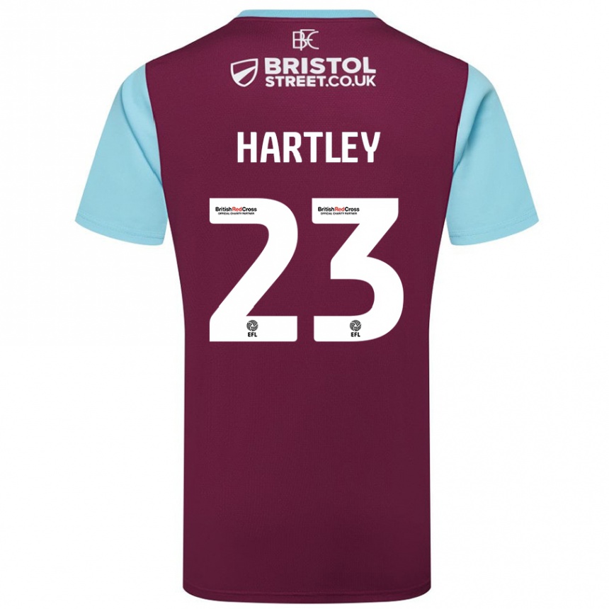 Kids Football Naomi Hartley #23 Burgundy Sky Blue Home Jersey 2024/25 T-Shirt Australia