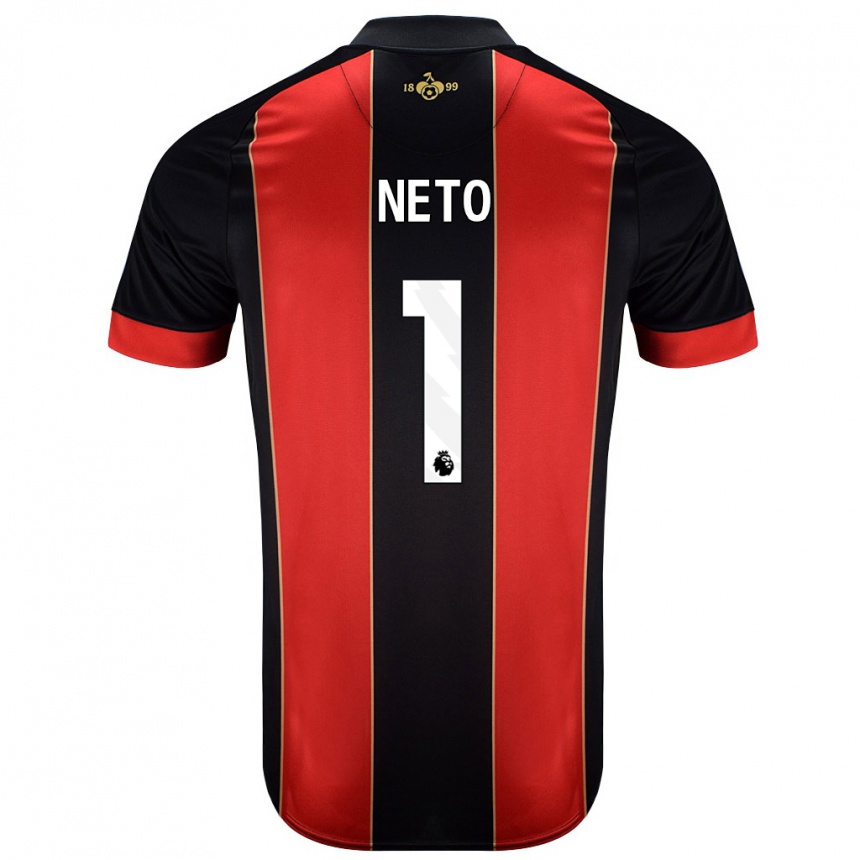 Kids Football Neto #1 Red Black Home Jersey 2024/25 T-Shirt Australia