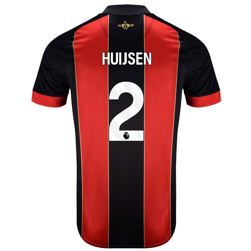 Kids Football Dean Huijsen #2 Red Black Home Jersey 2024/25 T-Shirt Australia