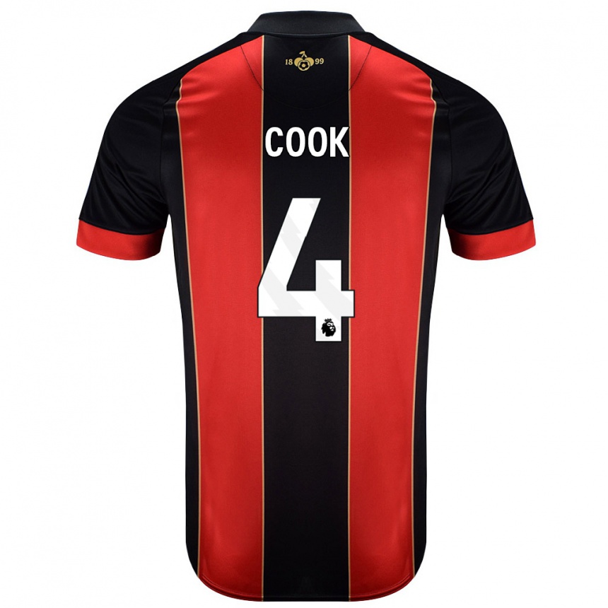 Kids Football Lewis Cook #4 Red Black Home Jersey 2024/25 T-Shirt Australia