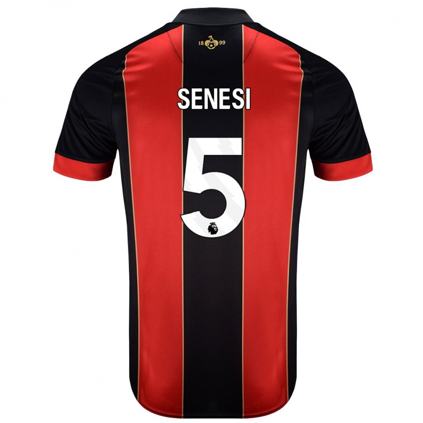 Kids Football Marcos Senesi #5 Red Black Home Jersey 2024/25 T-Shirt Australia