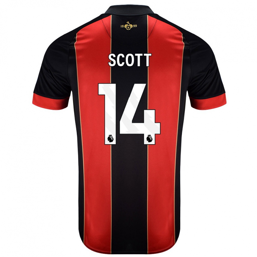 Kids Football Alex Scott #14 Red Black Home Jersey 2024/25 T-Shirt Australia