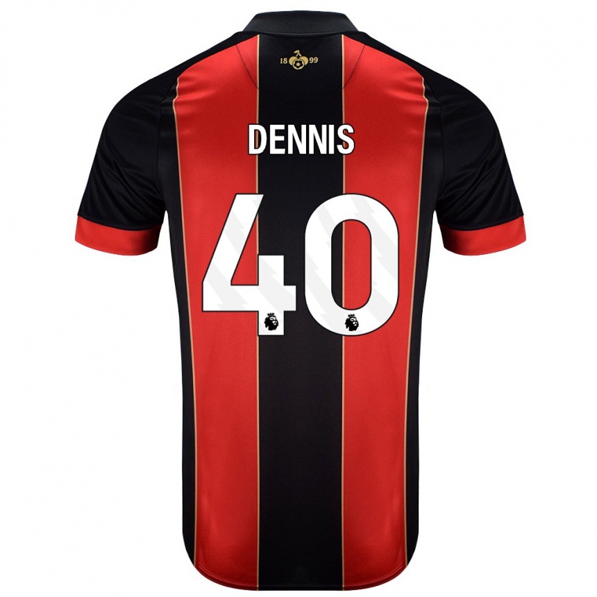 Kids Football Will Dennis #40 Red Black Home Jersey 2024/25 T-Shirt Australia