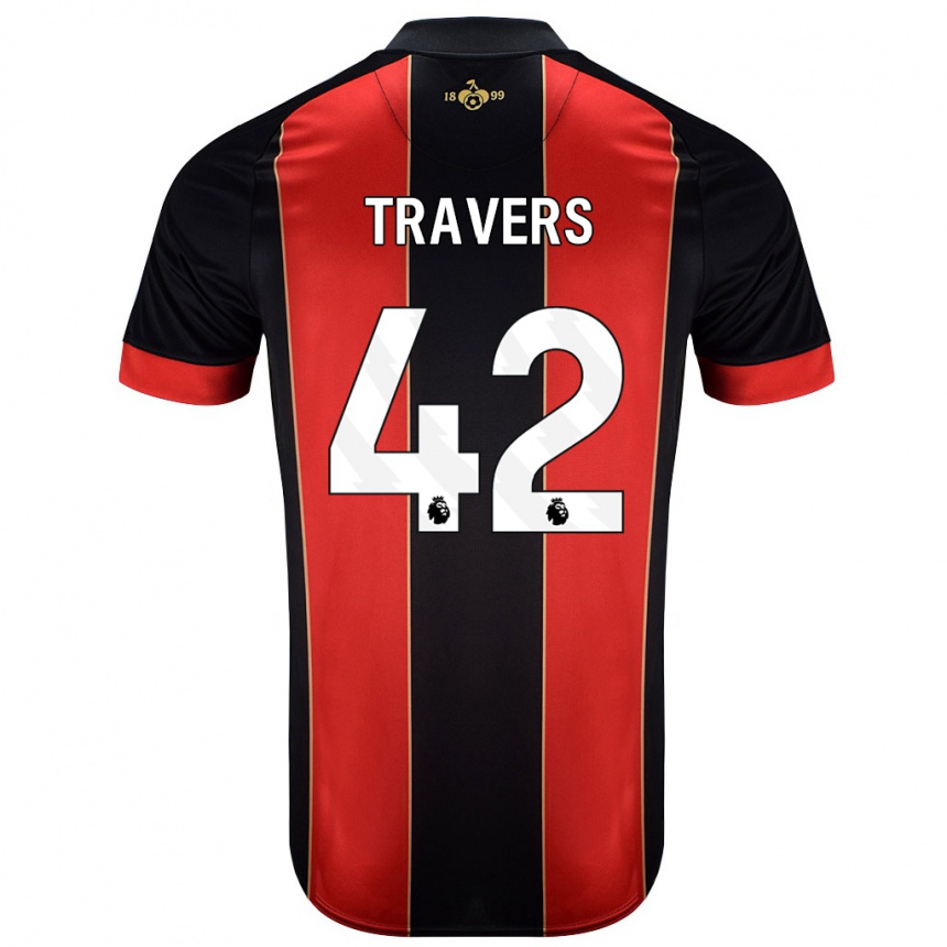 Kids Football Mark Travers #42 Red Black Home Jersey 2024/25 T-Shirt Australia