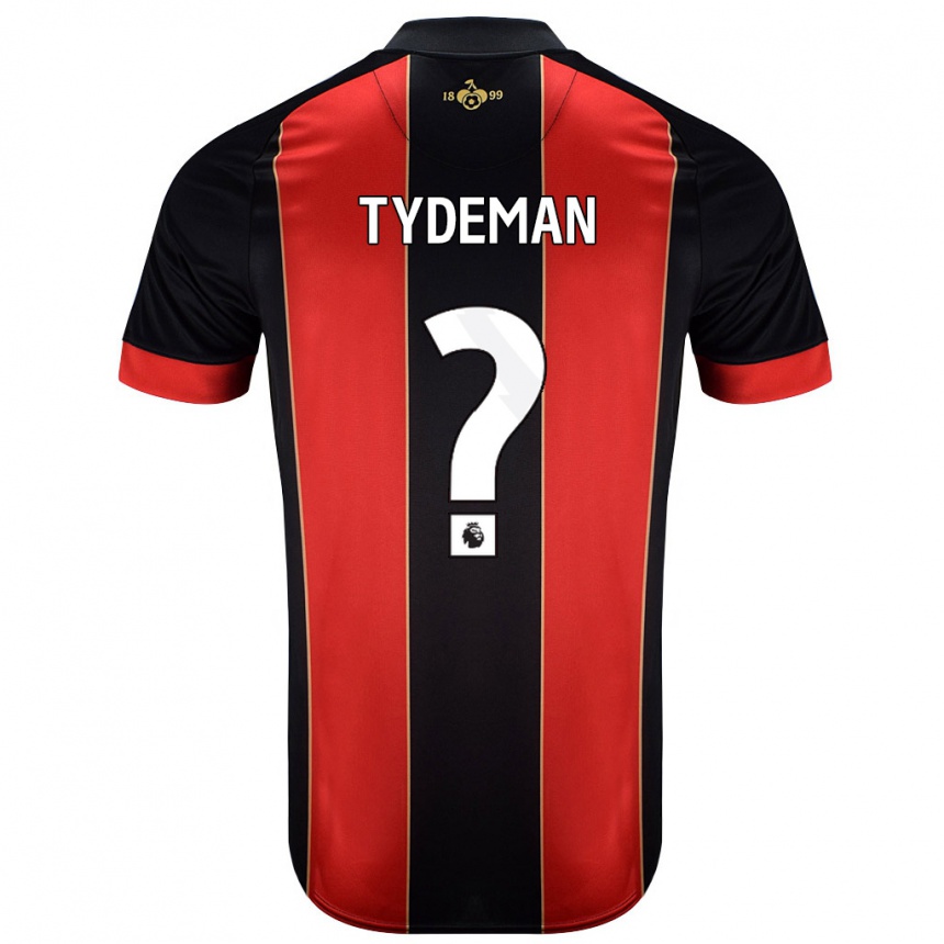 Kids Football Kian Tydeman #0 Red Black Home Jersey 2024/25 T-Shirt Australia