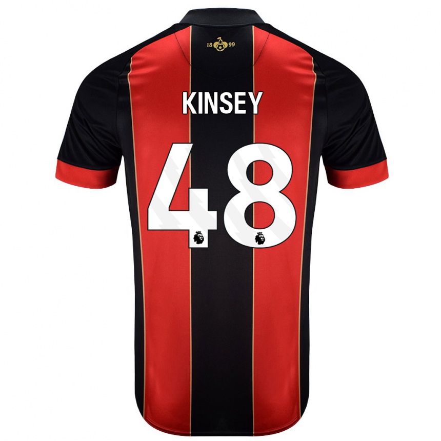 Kids Football Max Kinsey #48 Red Black Home Jersey 2024/25 T-Shirt Australia