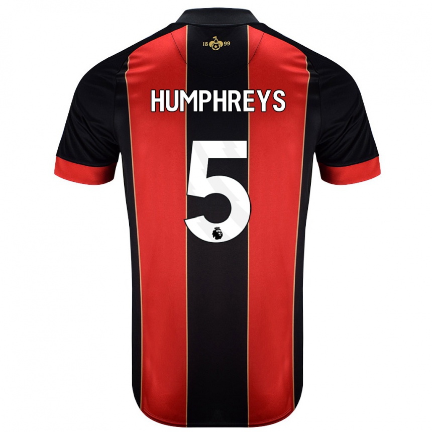 Kids Football Holly Humphreys #5 Red Black Home Jersey 2024/25 T-Shirt Australia