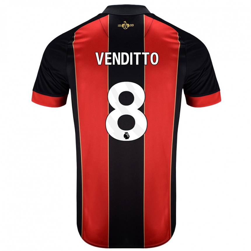 Kids Football Olivia Venditto #8 Red Black Home Jersey 2024/25 T-Shirt Australia