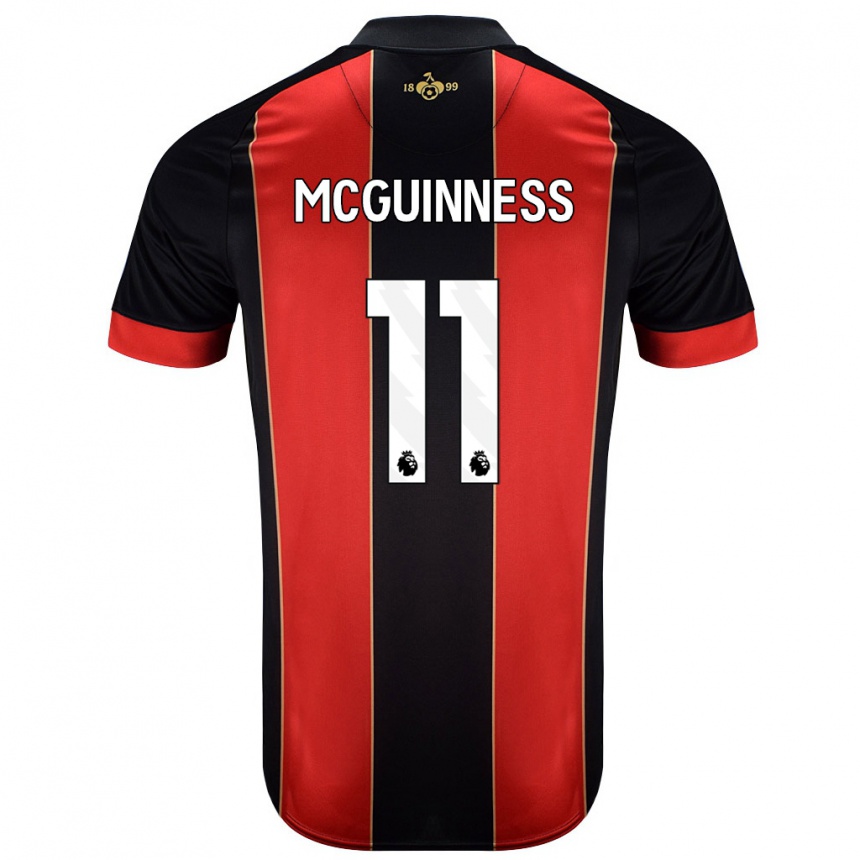 Kids Football Gemma Mcguinness #11 Red Black Home Jersey 2024/25 T-Shirt Australia