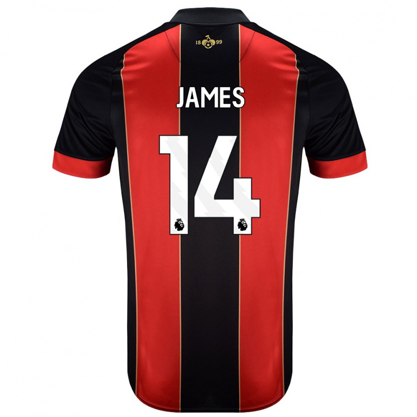 Kids Football Katie James #14 Red Black Home Jersey 2024/25 T-Shirt Australia