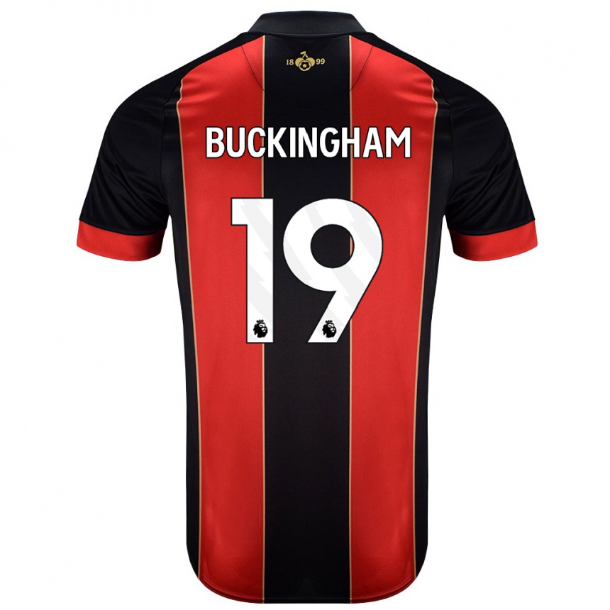 Kids Football Alisha Buckingham #19 Red Black Home Jersey 2024/25 T-Shirt Australia