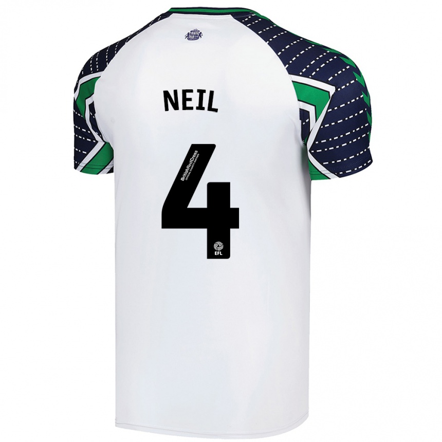 Kids Football Dan Neil #4 White Away Jersey 2024/25 T-Shirt Australia