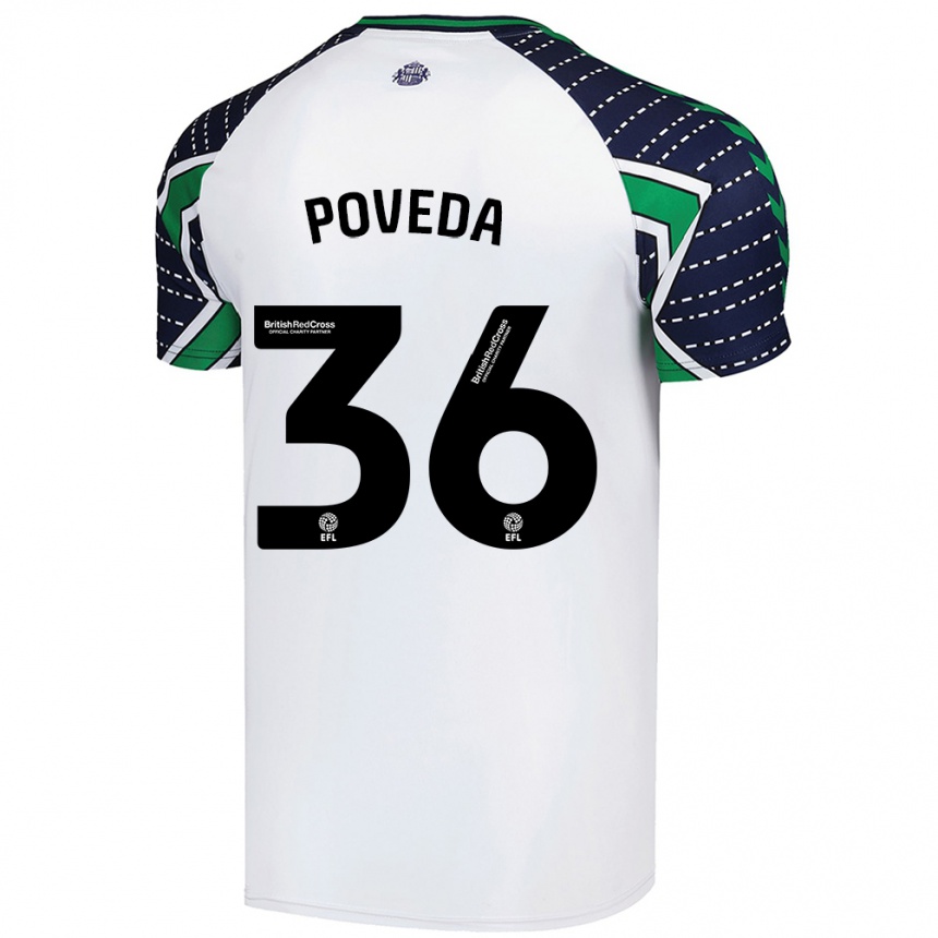 Kids Football Ian Poveda #36 White Away Jersey 2024/25 T-Shirt Australia