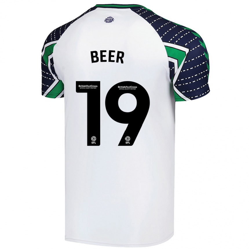 Kids Football Megan Beer #19 White Away Jersey 2024/25 T-Shirt Australia