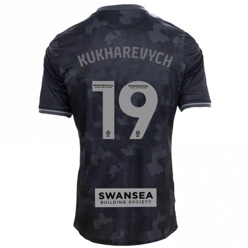 Kids Football Mykola Kukharevych #19 Black Away Jersey 2024/25 T-Shirt Australia