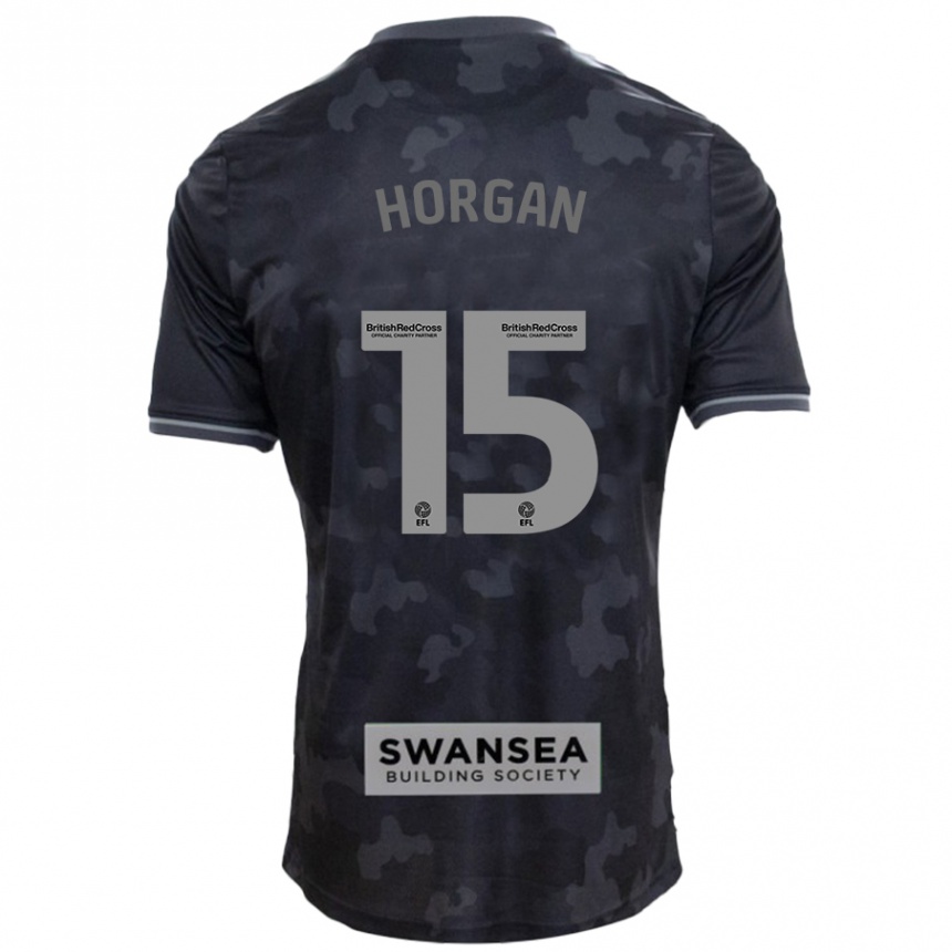 Kids Football Gwenan Horgan #15 Black Away Jersey 2024/25 T-Shirt Australia