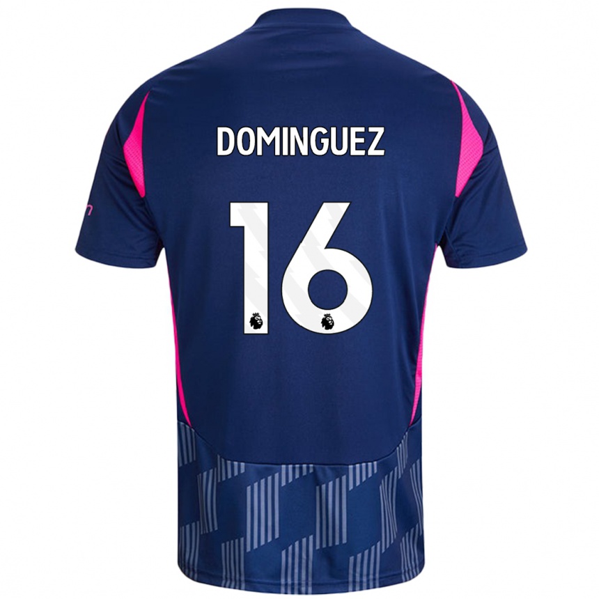 Kids Football Nicolás Domínguez #16 Royal Blue Pink Away Jersey 2024/25 T-Shirt Australia