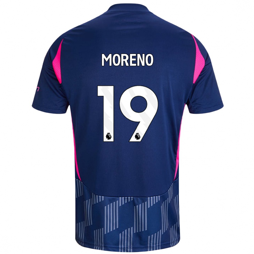 Kids Football Álex Moreno #19 Royal Blue Pink Away Jersey 2024/25 T-Shirt Australia