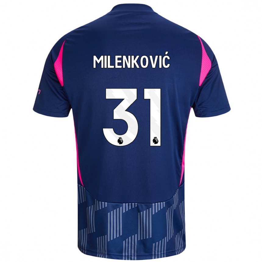 Kids Football Nikola Milenković #31 Royal Blue Pink Away Jersey 2024/25 T-Shirt Australia