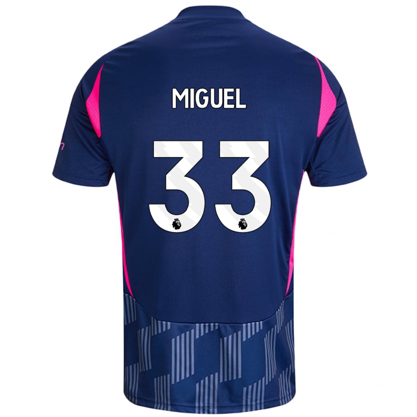 Kids Football Carlos Miguel #33 Royal Blue Pink Away Jersey 2024/25 T-Shirt Australia